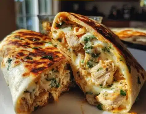 Best Recipe for Cheesy Garlic Chicken Wraps Recipe
