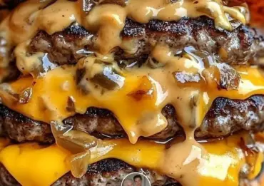 Delicious cheeseburgers with New York sauce and melted cheese