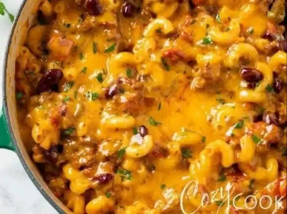 Chili Mac and Cheese Pasta Recipe | Cheesy Chili Mac Meal, Cheesy Chili Mac or Goulash, Chili and Macaroni