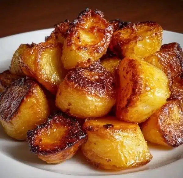 Golden, crispy roast potatoes cooked to perfection for a delightful side dish.