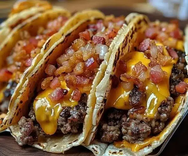 Easy Daily Recipes Loaded Bacon Cheeseburger Tacos - A Quick and Delicious Taco Treat