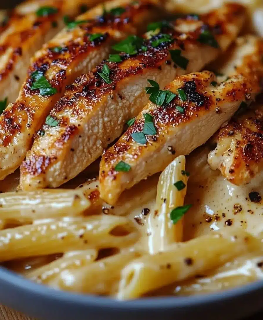 EASY RECIPE For Creamy Garlic Parmesan Chicken Pasta Recipe (PDF Download)