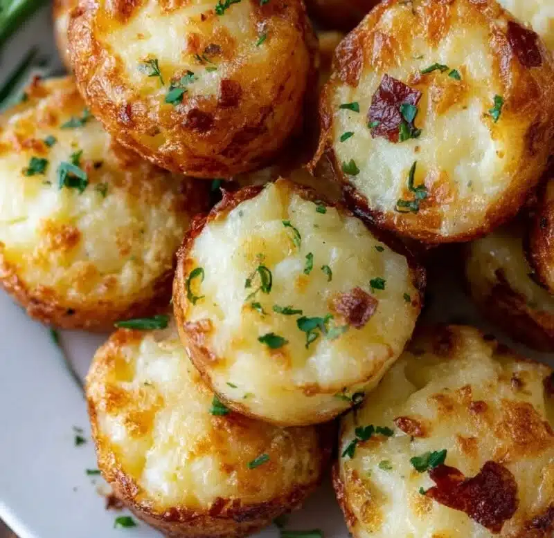 Golden Loaded Mashed Potato Bites
