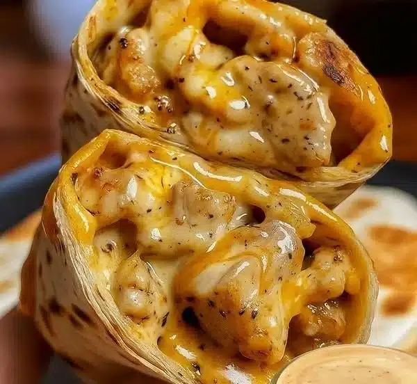 Delicious Cheesy Garlic Chicken Wraps ready for a quick lunch