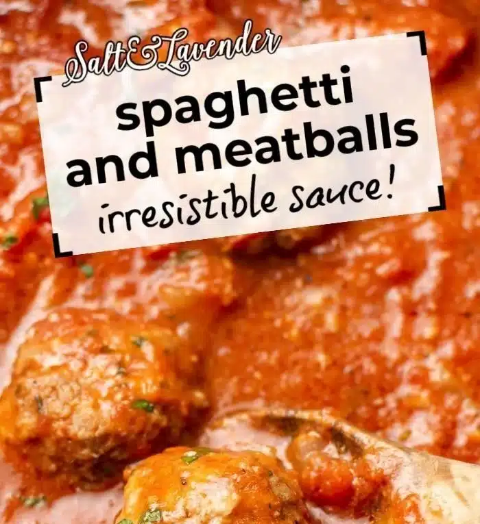 Delicious homemade spaghetti and meatballs served with marinara sauce
