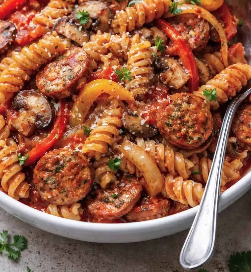 Sausage, Peppers + Mushrooms Pasta | Simple Nourished Living