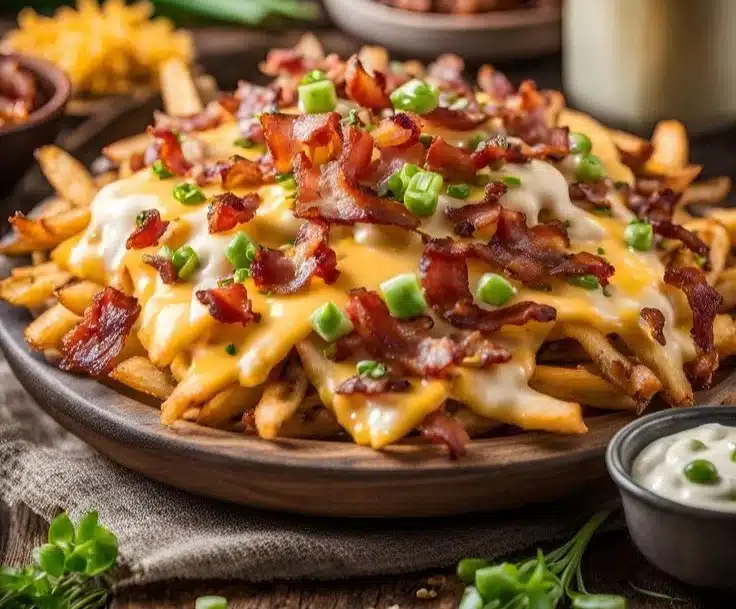 What to Eat with Loaded Fries | Recipes with French Fries, Creative Loaded Fries Recipes, Bacon and Cheese Fries